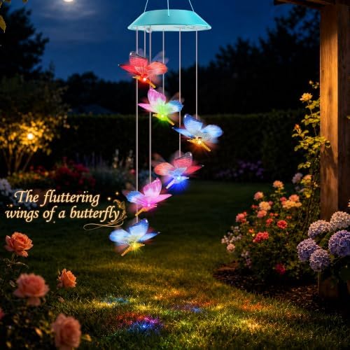 Toodour Solar Wind Chime, Color Changing LED Swaying Butterfly Wind Chimes - Image 4