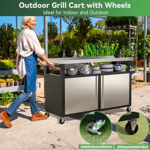 Stanbroil BBQ Grill Cart with Stainless Steel Table Top for Outdoor Indoor - Image 5