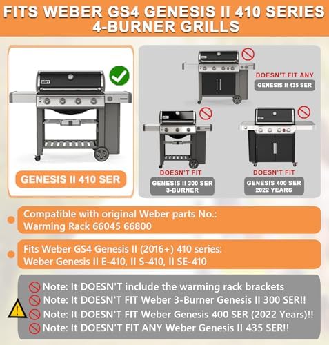 66045 Warming Rack for Weber Genesis 2 GS4 Grill Parts Genesis II SE/E 410 - Image 2