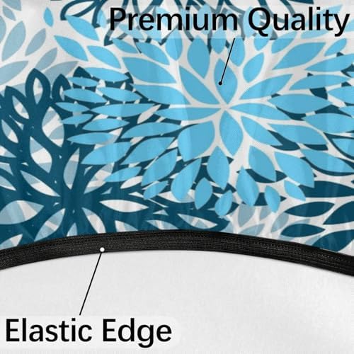 Round Tablecloth with Umbrella Hole and Zipper Elastic Fitted Table Cloth 36"-44" Oil-Proof Waterproof Chrysanthemum Patio Table Cover for Outdoor Dining Picnic Party, Spring Summer Blue Floral - Image 4