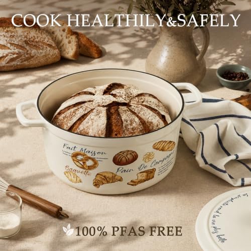 CAROTE Enameled Cast Iron Dutch Oven, 5QT Pot with Lid & Gift Box - Image 5