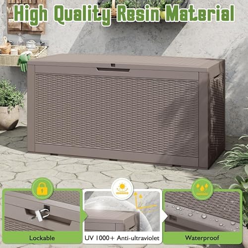 Outdoor Storage Waterproof Deck Box for Patio (120 Gallon, Grey) - Image 4