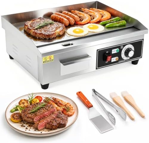 WICHEMI Commercial Electric Griddle Flat Top Grill Stainless 22'' 3000W by WICHEMI