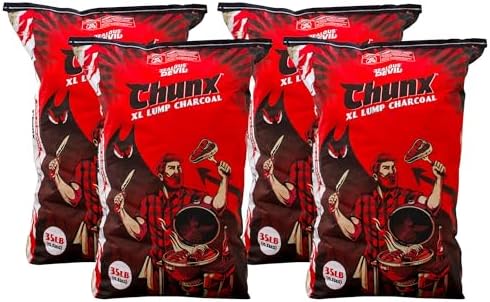 Jealous Devil Chunx XL Lump Charcoal, All Natural Hardwood, 35 Lb, 4-Pack by JealousDevil