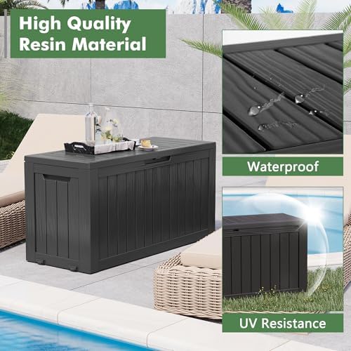 Outdoor Storage Waterproof Deck Box for Patio (80 Gallon, Black) - Image 4