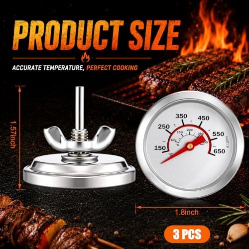 Frienda 3 Pack Charcoal Grill Thermometer Gauge for BBQ Smoker,Simple - Image 2