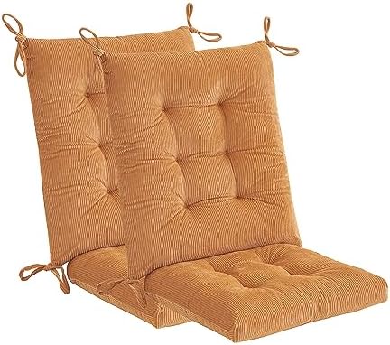 Outdoor Patio Cushion, Rocking Chair Cushion, Tufted Pads, Set of Upper and Lower with Ties Pack of 2 (2 Sets) - Back 20"×17", Seat 17"×17" (Khaki) by Makimoo