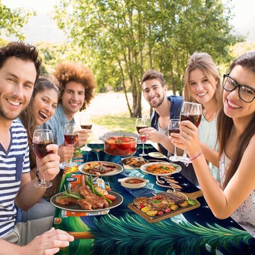 Picnic Table Cover with Bench Covers and Bag, Forest Mountain Lake Fitted Outdoor Table Covers, Camping Essentials, Windproof & Waterproof Tablecloth Cover with Elastic Edge, 3 PCS, 30x96 Inch - Image 2