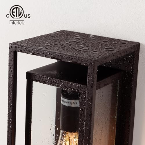 mirrea 14" Modern Outdoor Porch Wall Light, Oil Rubbed Bronze, 2 Pack - Image 5