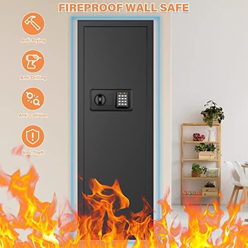 Black 43.3" Tall Fireproof Wall Safe Between Studs 16" Centers - Image 2