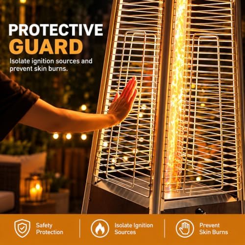 INVARIA Pyramid Patio Heater, 48,000 BTU Propane Outdoor Heater with Glass Tube Flame, ETL Certified, Triple Safety Protection, Wheels & Cover Included for Patio Backyard Poolside (Brown) - Image 6