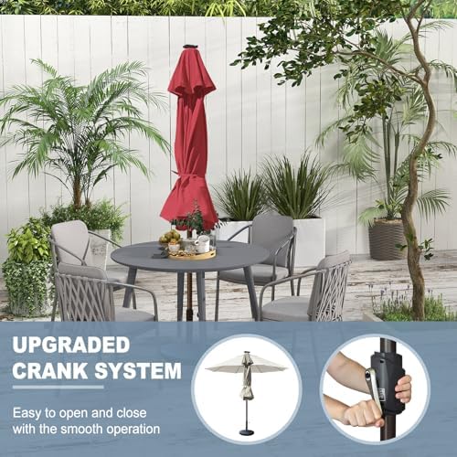 EliteShade USA 10-Year-Non-Fading 10ft Market Patio Umbrella, Commercial Grade Table Sun Umbrella with 80 Solar LED Lights, Crank Open, Windproof & UPF 50+ UV Protection for Garden, Deck, Pool, Backyard, No Tilt, Burgundy - Image 4