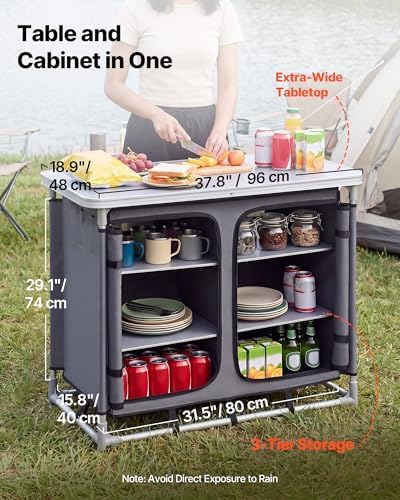 VEVOR Folding Camping Storage Cabinet, Outdoor Portable Lightweight Table - Image 3