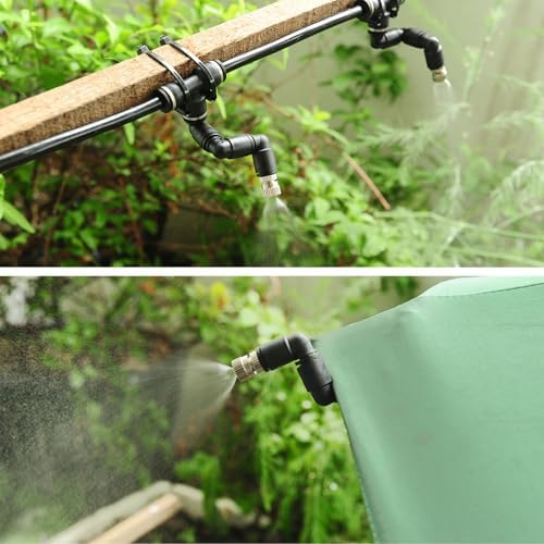 Misters for Outside Patio, 65FT (20M) Misting Line + 18 Adjustable 360° Nozzles + 3/4” Threaded Adapter, Misting Cooling System for Patio, Garden, Greenhouse, and Trampoline - Image 4