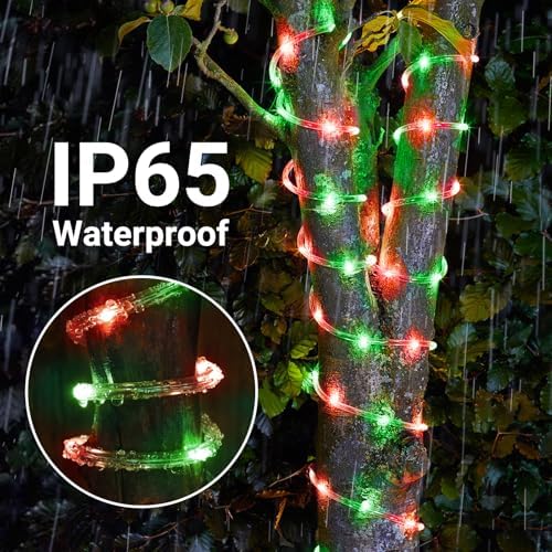 Solar Rope Lights, 2 Pack Total 66ft 200LED Solar String Lights, 8 Modes - Image 5