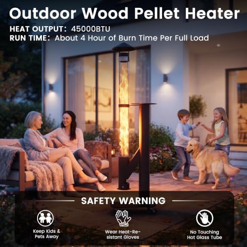 Patio Pellet Heater, 71.2" H Outdoor Wood Pellet Heater Smokeless Fire Pit - Image 5