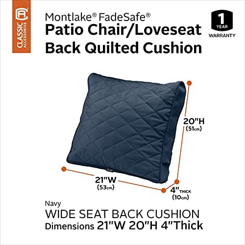 Classic Accessories Montlake FadeSafe FadeSafe Patio Chair/Loveseat Back Quilted Cushion, 21 x 20 x 4 Inch, Navy - Image 2
