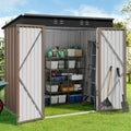 Gizoon 6x4 FT Outdoor Shed, Metal Garden Shed Lockable Doors, Brown by Gizoon