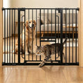 Dog Gate with Adjustable Cat Door, 29.5-42.5 in Wide, Black by FuzzyNest