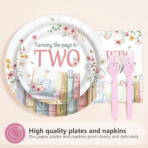 96 Pcs Storybook 2nd Birthday Party Decorations for Girls Serves 24 - Image 2