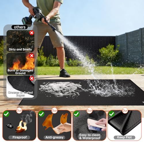 ENGPOW Large 36 x 36 inches Under Grill Mat for Outdoor Grill, Double-Sided Fireproof Indoor Fireplace Mat Fire Pit Mat, Oil-Proof Waterproof BBQ Mat for Deck Patio Lawn,Reusable and Easy to Clean - Image 5
