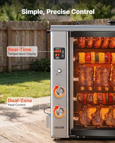 VEVOR Countertop Vertical Oven Brazilian Flame 5 Auto Rotating Skewers - Image 4
