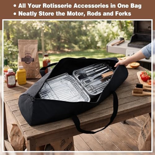 Abbylike 36 Inch PVC Heavy Duty Rotisserie Kit Storage Bag, Waterproof Grill Rotisserie Carrying Case with Reinforced Handles for Outdoor BBQ Grill Accessories - Image 5