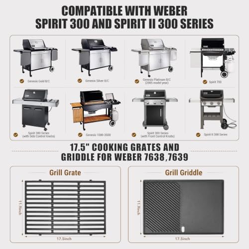 Grill Griddle and Grates for Weber Spirit 300 and II 300 Series Grills - Image 2