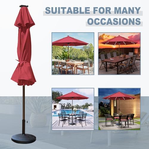 EliteShade USA 10-Year-Non-Fading 10ft Market Patio Umbrella, Commercial Grade Table Sun Umbrella with 80 Solar LED Lights, Crank Open, Windproof & UPF 50+ UV Protection for Garden, Deck, Pool, Backyard, No Tilt, Burgundy - Image 6