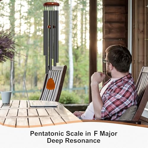 Bursvik 50" Aluminum Wind Chimes for Outside (Black), Patio Zen Decor Gift - Image 5