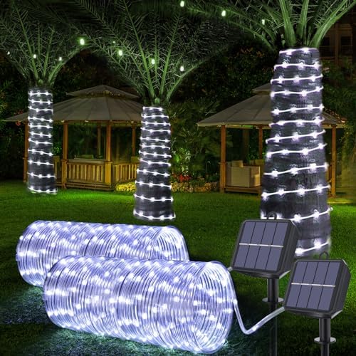 Solar Rope Lights, 2 Packs Total 132ft 400LED Solar String Lights, 8 Modes by Jnaurb