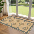 Front Door Mat Indoor Entrance - 2x4.3 Jute-Look Blue Floral Rug by Othilic