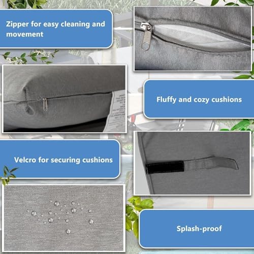 7 Piece Metal Outdoor Patio Furniture Set with 48"/55000 BTU Round Fire Pit Table,Outdoor Dining Table Set 6 Swivel Chairs No-Slip Cushions and Waterproof Covers,Grey - Image 2