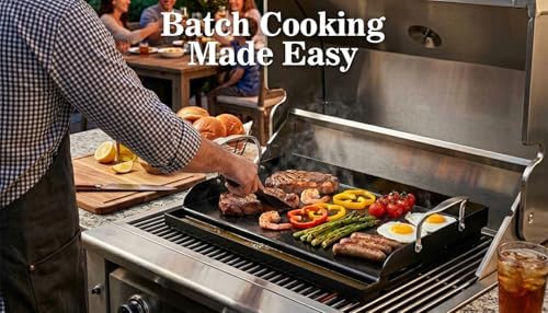 Nonstick Nanoceramic Griddle Plate, Pre-Seasoned Heavy-Duty Flat Top Insert, Universal Outdoor Cooking Griddle for Gas Grill/Charcoal/Gas Stove, Camping, Tailgating, Parties & Backyard BBQ, 17"x13" - Image 7