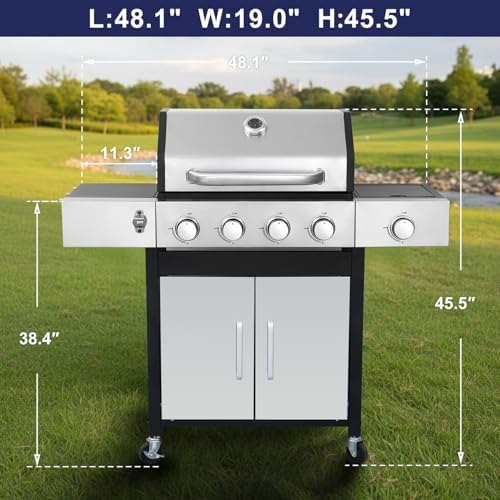 4-Burner Propane Gas Grill with Side Burner - Image 2