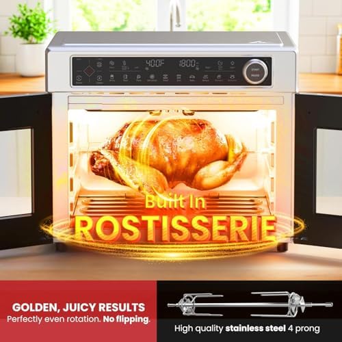 Magic Mill Ultra-Premium Air Fryer Toaster Oven Combo With Independent Dual-Zone Technology, Extra Large 32QT French Door Stainless Steel Convection Oven, Next-Gen Patent Technology, 13 accessories - Image 6