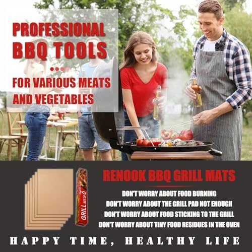 Set of 6 Copper Grill Mats for Outdoor BBQ Grill - Image 2