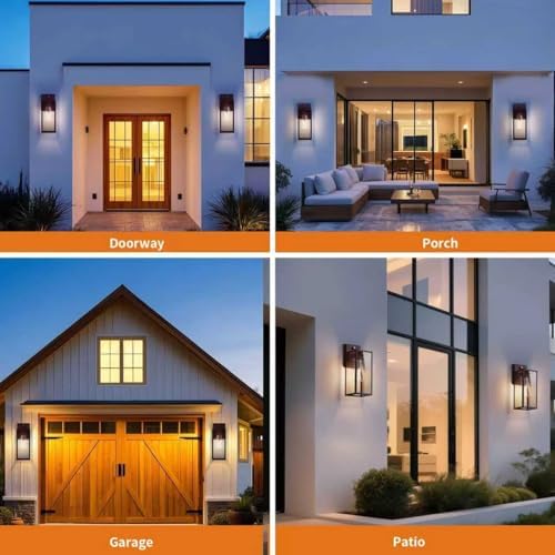 2 Pack 15'' Oil Rubbed Bronze Dusk to Dawn Outdoor Front Porch Lights for Outside, Large Exterior Lighting Fixtures Wall Mount for House, Wall Sconce Lamp, Waterproof Lantern Coach Lights for Garage - Image 7