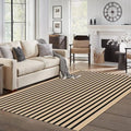 IOHOUZE 5x7 Striped Area Rug, Washable Indoor Outdoor, Tan Black by iOhouze