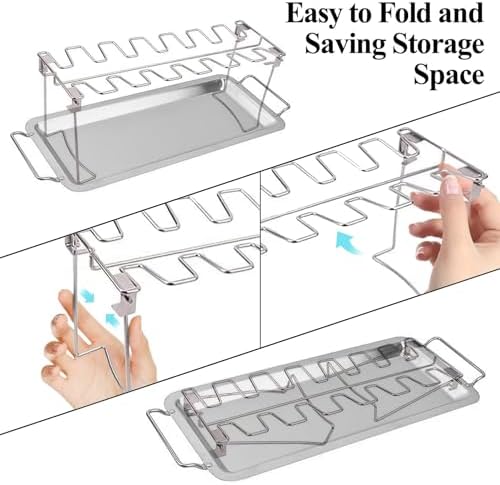 14 Slots Stainless Steel Chicken Lollipop Rack with Drip Tray - Image 6
