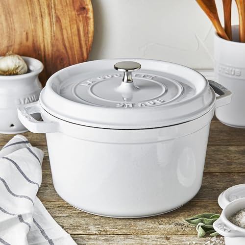 STAUB Cast Iron Dutch Oven 4-qt Round Cocotte, Made in France, Serves 3-4, White - Image 6