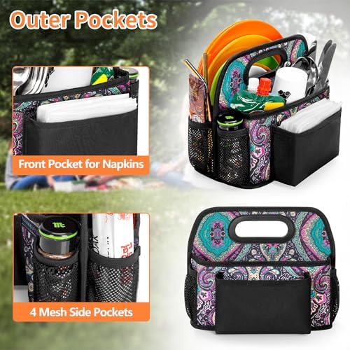 HODRANT Paper Plate Organizer with 4 Rooms for Cup Fork Spoon Napkin - Image 4