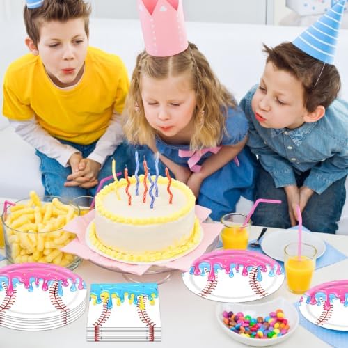 40pcs Ice Cream Drip Baseball Party Supplies Ice Cream Ball Plates and Napkins for Team Sport Birthday Supplies,Suitable for 20 Guests - Image 6
