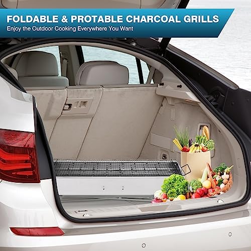 IRONWALLS Portable Charcoal Grills Outdoor with Stand 32"(L) x8"(W) x32"(H) - Image 5