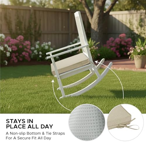 Outdoor Chair Cushions, Set of 6, 19 x 19 Inch, Beige - Image 5