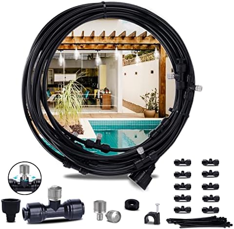 Fogland Misting System: Outdoor Cooling System 32.8FT Misting Cooling System with 10pcs 0.016" Orifice Thread Stainless Steel Mister Nozzle for Patio by Fogland