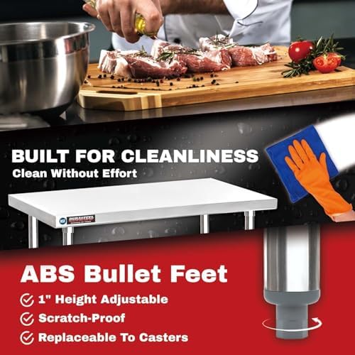 DuraSteel 24x18 Stainless Steel Work Table - NSF Commercial Prep Metal Table - Outdoor Pizza Oven Stand w/Under Shelf - Kitchen Island Laundry Utility Garage Microwave Stand Large Rolling Storage Cart - Image 5