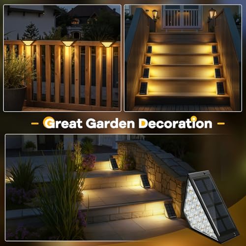 BKBB PPBB Solar Step Lights for Outside, Solar Stair Lights Outdoor Waterproof, Deck Step Lights for Fence, Patio, Yard, Porch, Front Door, Sidewalk, Garden, Patio Decor (10, Warm White) - Image 2