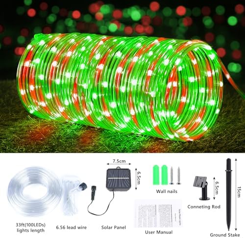 Solar Rope Lights, 2 Pack Total 66ft 200LED Solar String Lights, 8 Modes - Image 4