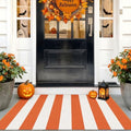 IOHOUZE Fall Striped Outdoor Door Mat 27.5x43, Washable, Orange White by iOhouze
